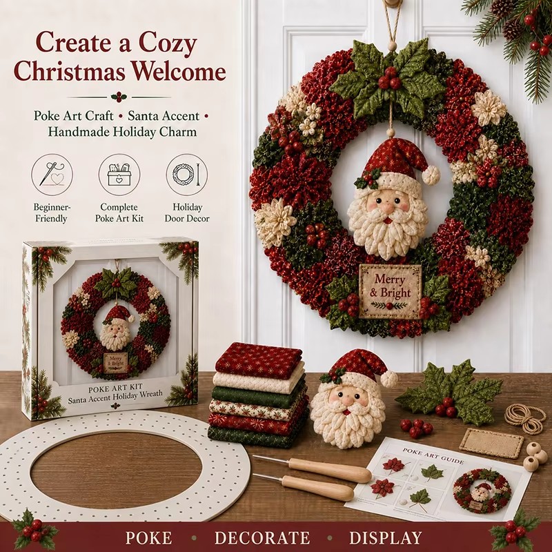 Art Craft Kit - 3D Christmas Fabric Poke Art Kit