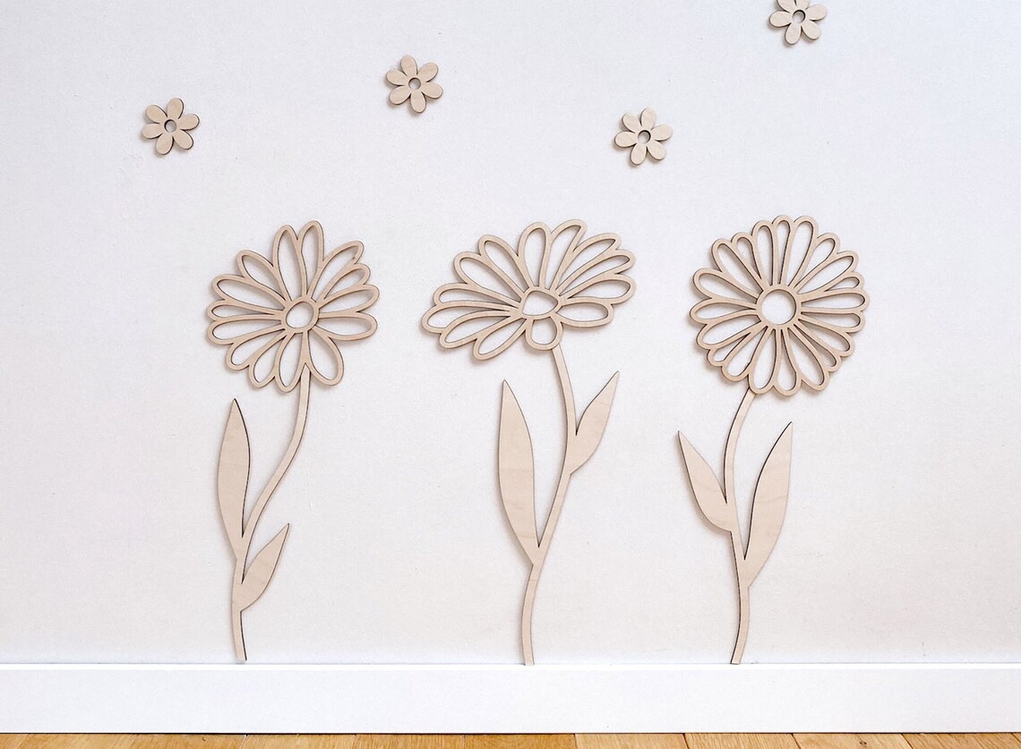 Wooden Flowers Wall Decor, Wil - Art And Craft For Nursery 评论和价格